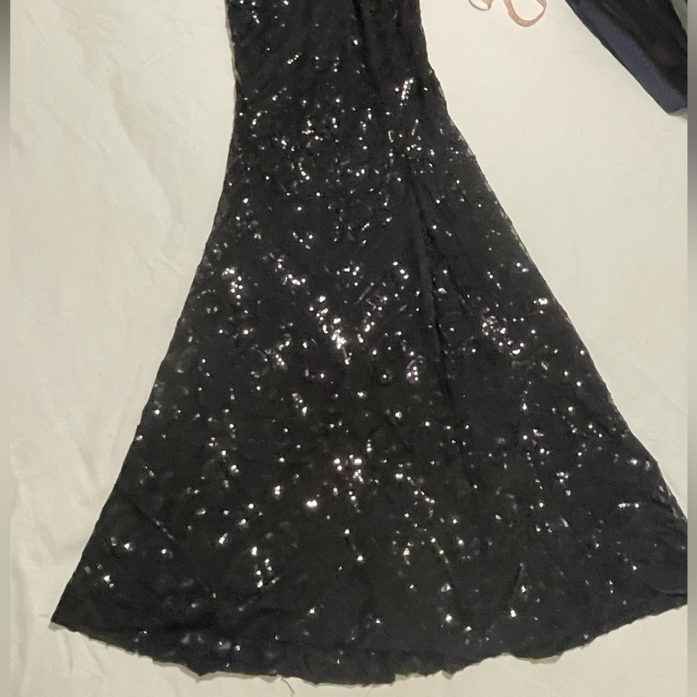Windsor Black Halter Sequin Gown - Picture 8 of 12